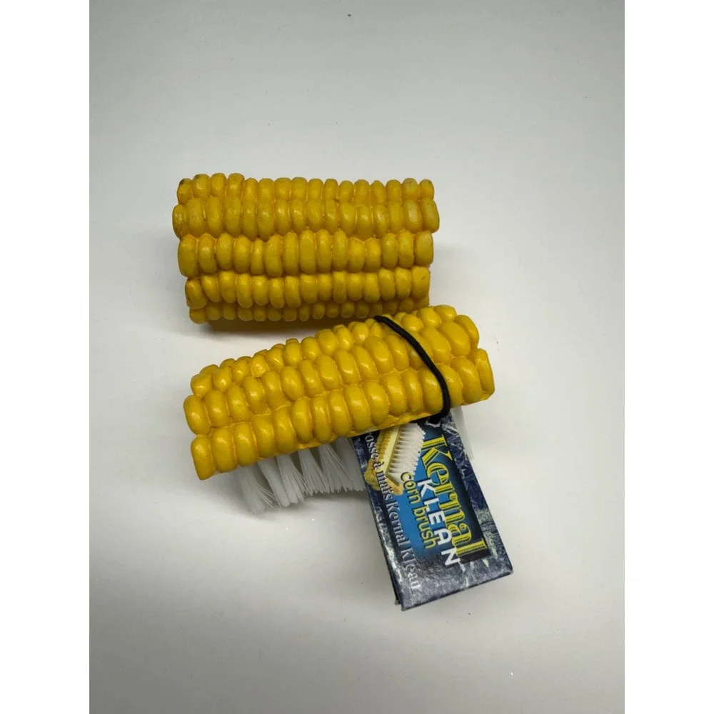 Kernel Klean Corn Brush Set of 2 Novelty Vegetable Scrubbers Yellow Cob Design
